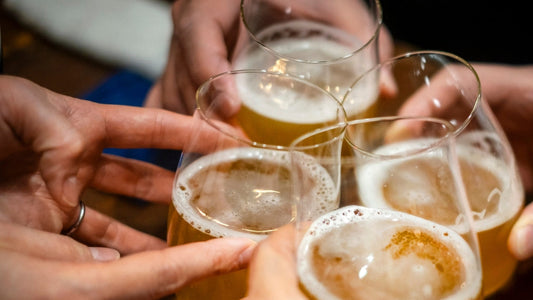 Four glasses of brewed hard seltzers being enjoyed: not Spirit-Mixed Hard Seltzer