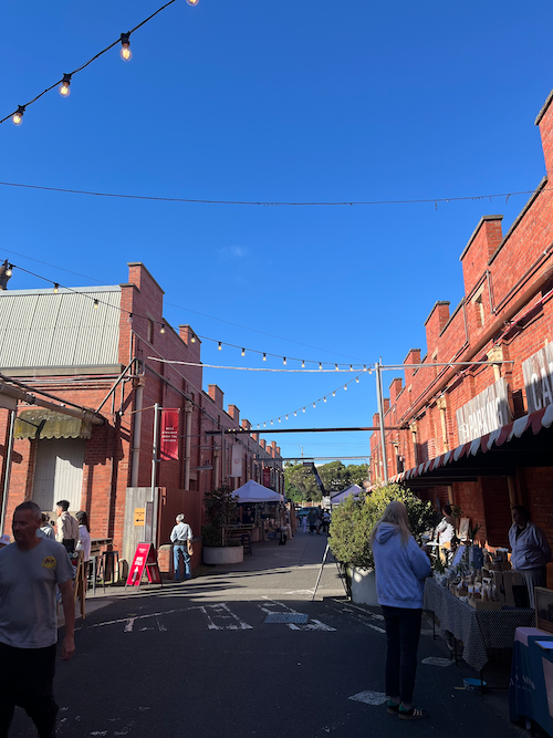 local market melbourne outside brewery with festoon lights