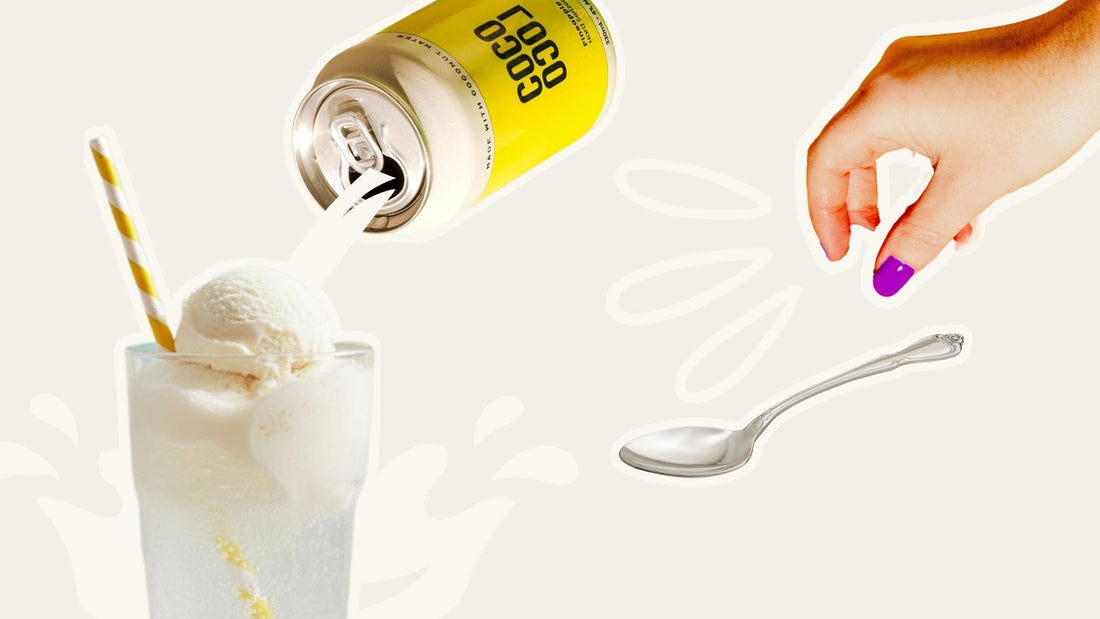 Piña Colada Spider — Coco Loco Pineapple hard seltzer poured over coconut ice cream in a tall glass