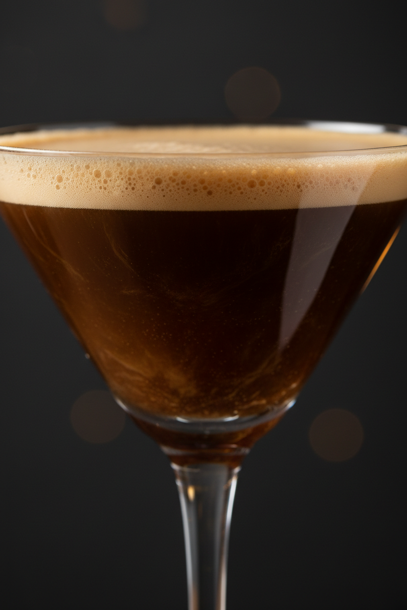 Coco Loco Espresso Martini rich dark liquid and coffee coloured foam