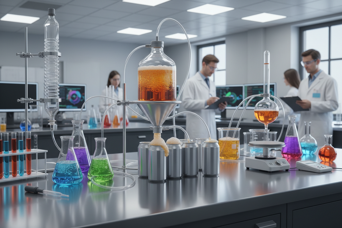 artificial low sugar drinks being made in a lab