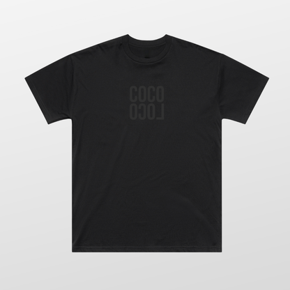 Miami Nights Oversized Tee front — Coco Loco logo on black AS Colour 5069 with neon yellow and pink Wonderfruit graphic