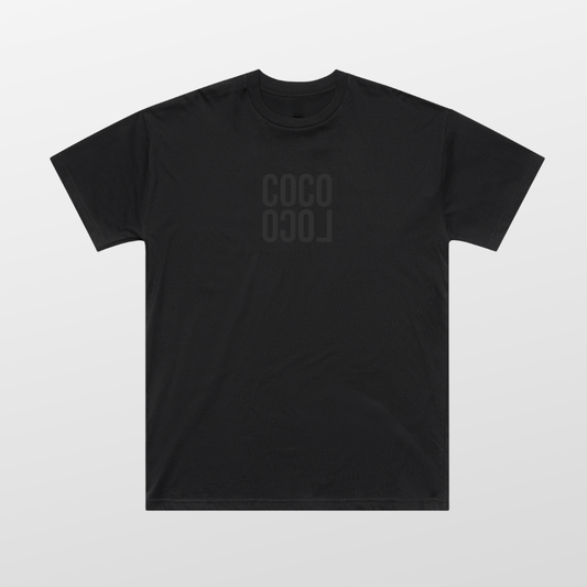 Miami Nights Oversized Tee front — Coco Loco logo on black AS Colour 5069 with neon yellow and pink Wonderfruit graphic
