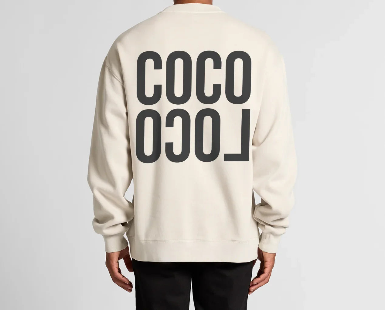 Coco Loco bone sweater back on male model