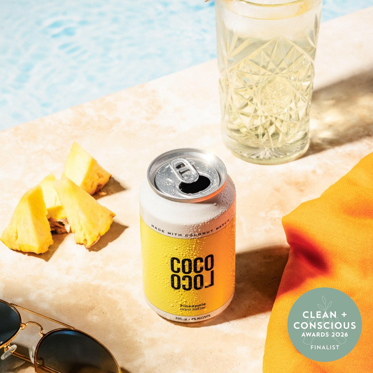 Coco Loco Piña Colada poolside cocktail — Clean + Conscious Awards 2026 Finalist